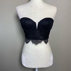 Victoria’s Secret Black Lace Sheer Back Bustier Corset